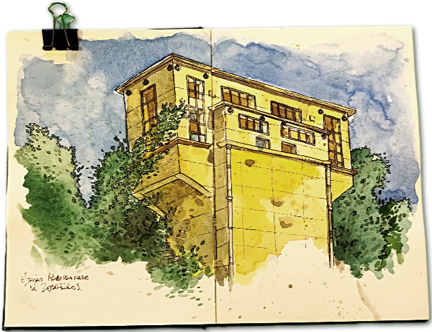 Zebreiros Station, Watercolor of a Ghost Building