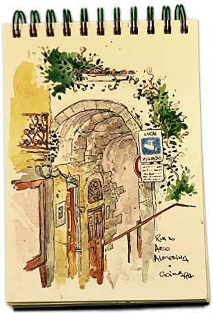 Arco da Almedina Watercolor on a Coimbra Afternoon