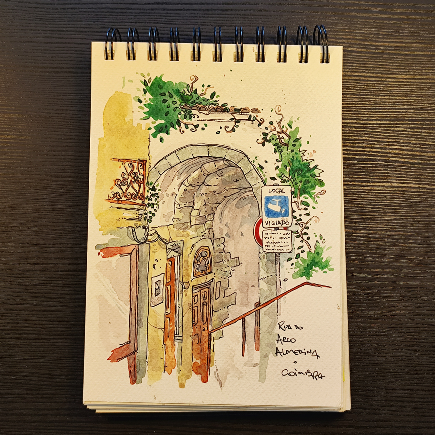 Arco da Almedina Watercolor, the narrow old-town entrance in Coimbra