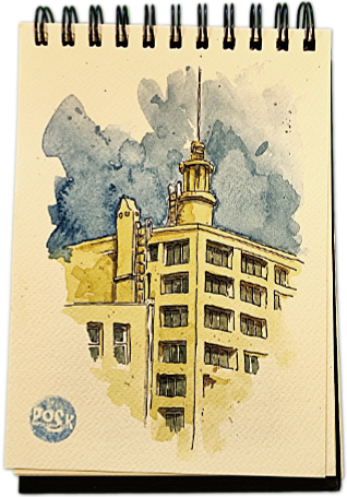 Watercolor of the Cine-Teatro Vale Formoso
