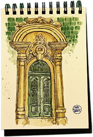 Watercolor of the Door on Rua de 31 de Janeiro