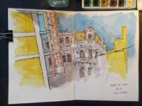 Sketching on Rua de Santa Catarina in Porto